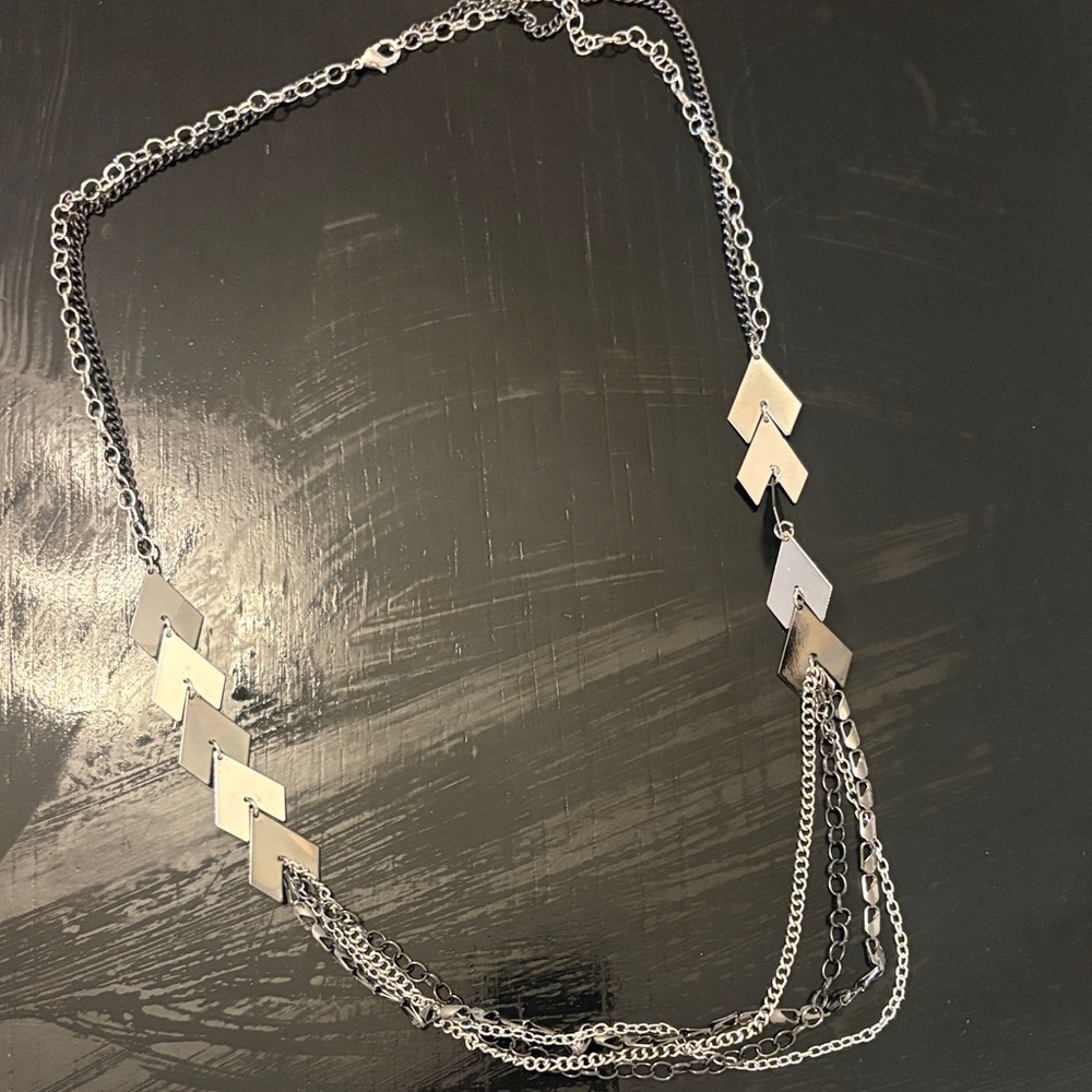 Silver-Tone Layered Chevron Link Necklace - Women Jewelry